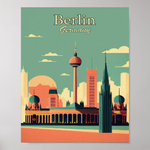 Berlin Deutschland Minimalistischer Vintage-Kunstp Poster
