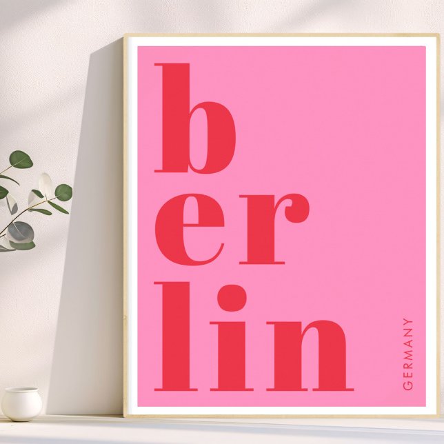 Berlin Deutschland Moderne Typografie rosa Poster (Von Creator hochgeladen)
