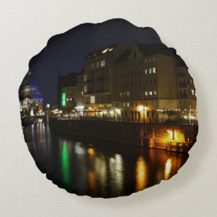 Berlin Deutschland Night Spree Deutschland Nacht Rundes Kissen