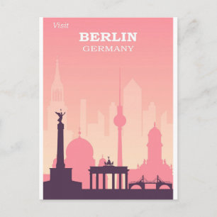 Berlin Deutschland Pink Vintage Reiseplakat Postkarte