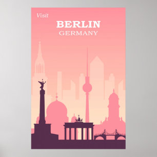 Berlin Deutschland Pink Vintage Travel Poster