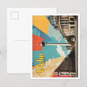 Berlin Deutschland Pop-Art-Reiseillustration Postkarte