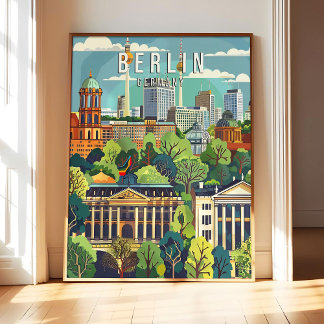 Berlin Deutschland Poster Art Druck, Stadt Retro V