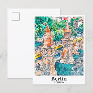 Berlin Deutschland Reise Wasserfarbe Handgezeichne Postkarte