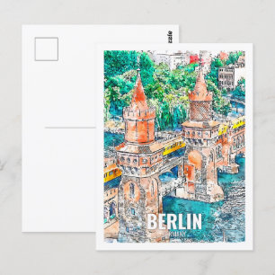 Berlin Deutschland Reiseort Wasserfarbe Postkarte