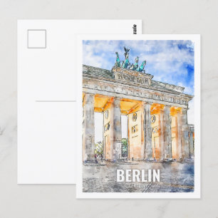 Berlin Deutschland Reiseort Wasserfarbe Postkarte