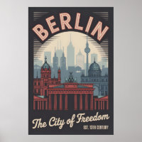 Berlin Deutschland Retro-Silhouette Stadtansicht R