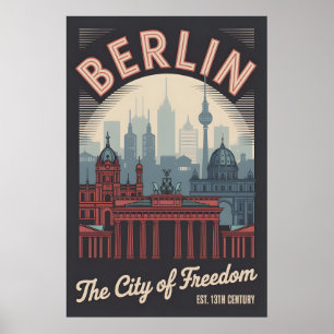 Berlin Deutschland Retro-Silhouette Stadtansicht R Poster