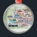 Berlin Deutschland Retro Vintage Karte Silbernes Ornament<br><div class="desc">Berlin Deutschland Retro Vintage Karte Aquarell</div>