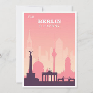 Berlin Deutschland Rosa Vintage Reise Flachkarte