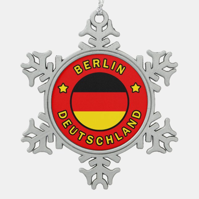 Berlin Deutschland Schneeflocken Zinn-Ornament (Vorderseite)