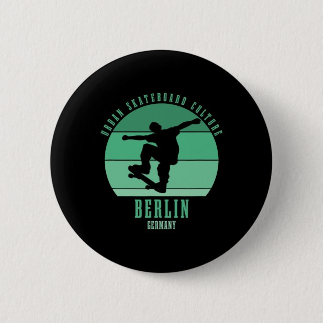 Berlin Deutschland Skateboarder Urne Skateboarding Button (Vorderseite)