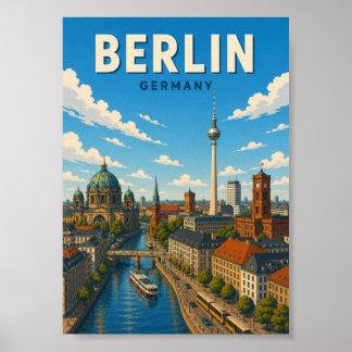 Berlin Deutschland Skyline Fernsehturm Stadtansich Poster