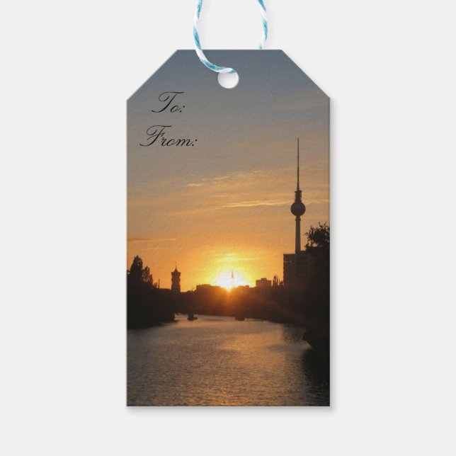 Berlin Deutschland Skyline Night Fernsehturm Geschenkanhänger (Vorderseite)