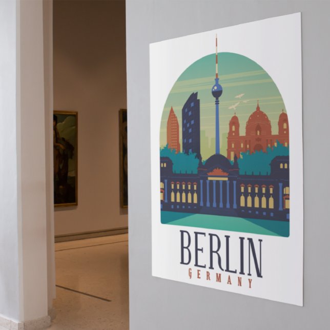 Berlin Deutschland Skyline Vintage Poster (berlin germany vintage cityscape)
