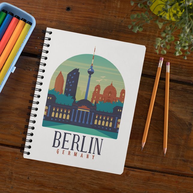Berlin Deutschland Skyline Vintages Notebook Notizblock (berlin germany cityscape notebook)