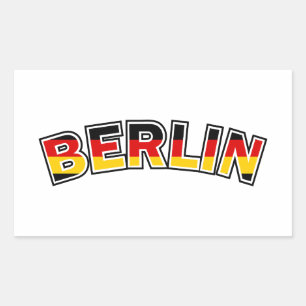 Berlin, Deutschland, Text mit deutscher Flagge Rechteckiger Aufkleber