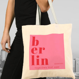 Berlin Deutschland Typografie rosa rot Tragetasche