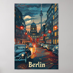 Berlin Deutschland Vintag Retro Travel Illustratio Poster