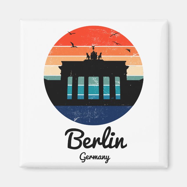 Berlin Deutschland Vintag Sunset Magnet (Vorne)