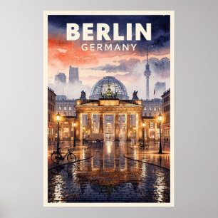 Berlin Deutschland Vintage Reise Poster