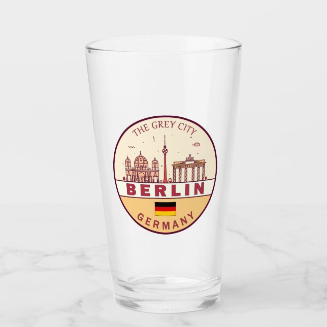 Berlin Germany City Skyline Emblem Glas (Vorderseite)
