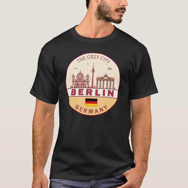 Berlin Germany City Skyline Emblem T-Shirt (Vorderseite)