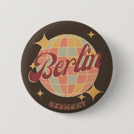 Berlin Germany Disco Ball Retro Vintag Button