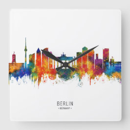 Berlin Germany Skyline Quadratische Wanduhr