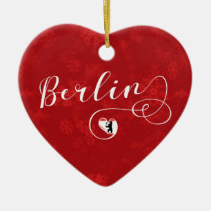 Berlin Herz, Weihnachtsbaumschmuck, Deutschland Keramik Ornament