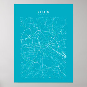Berlin Light Blue City Map Poster