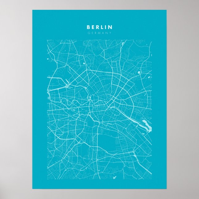 Berlin Light Blue City Map Poster (Vorne)