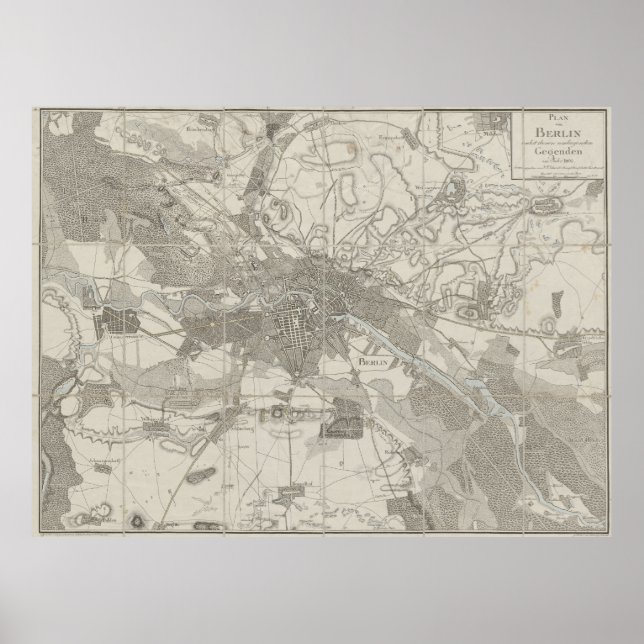 Berlin Map, Plan of the City, Surrounding District Poster (Vorne)