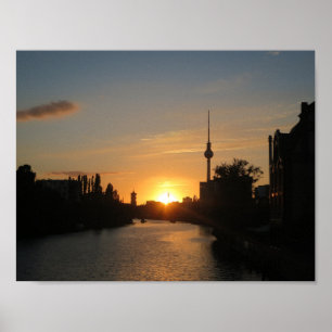 Berlin Nacht Deutschland Fernsehturm Nacht Skyline Poster