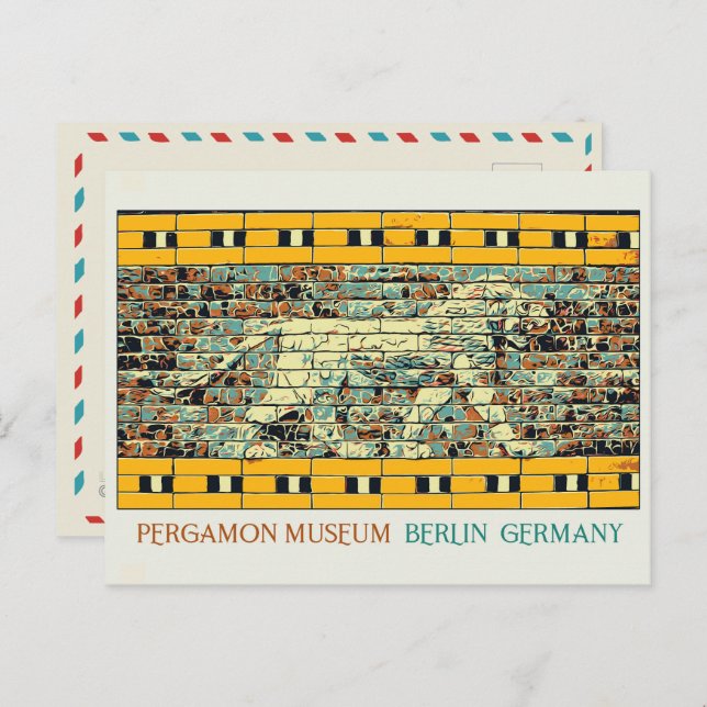 Berlin Pergamon Museum Illustration Deutschland Po Postkarte (Vorne/Hinten)