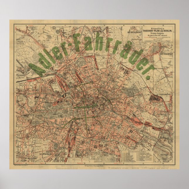 Berlin Pocket Map c.1897 – Kiessling’s Plan Poster (Vorne)