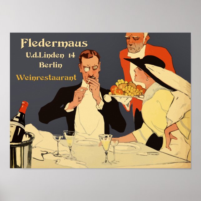 Berlin Retro 1920 Restaurant Plakatstil Poster (Vorne)