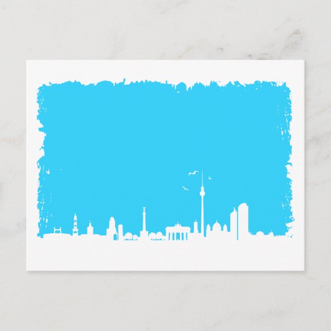 Berlin Skyline Farbe blau Postkarte (Vorderseite)