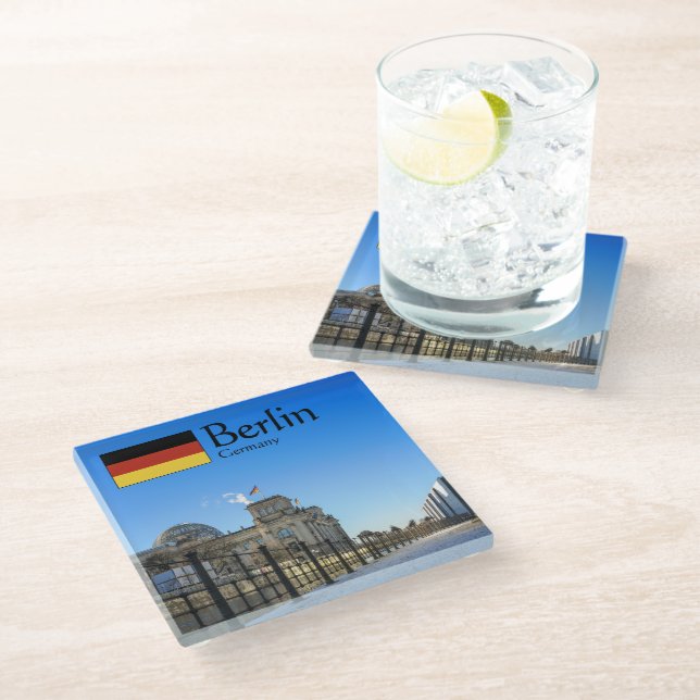 Berlin Souvenir Glasuntersetzer (Schrägansicht)
