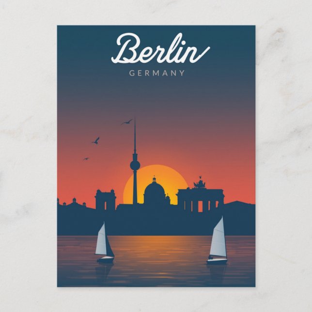 Berlin Sunset City Skyline Postkarte (Vorderseite)
