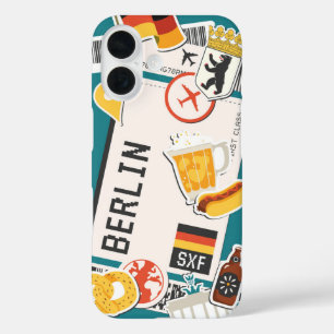 Berlin Travel Sticker Collage iPhone 16 Hülle