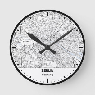 Berlin-Uhr-Stadt-Linienkunst Runde Wanduhr
