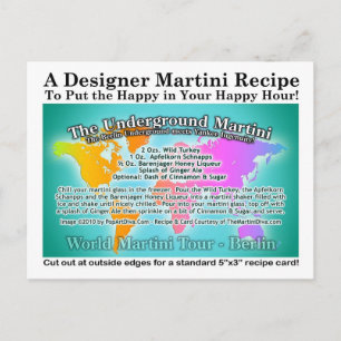 Berlin, Untergrund World Tour Martini Rezept Card Postkarte