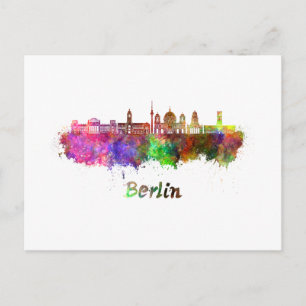 Berlin V2 skyline im Watercolor Postkarte
