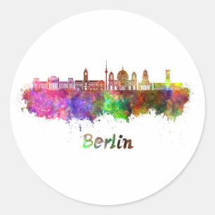 Berlin V2 skyline im Watercolor Runder Aufkleber
