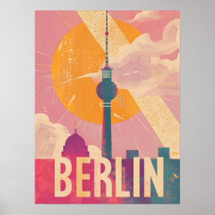 Berlin Vintag Pink Travel Ad Poster