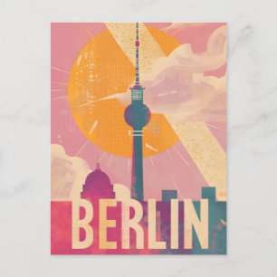 Berlin Vintag Pink Travel Ad Postkarte