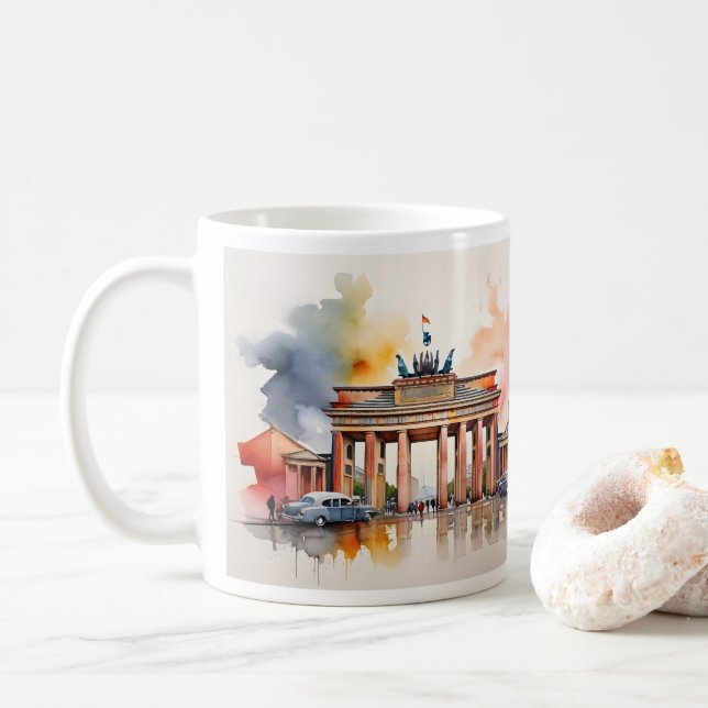 Berliner Aquarellkunst Kaffeetasse (Mit Donut)