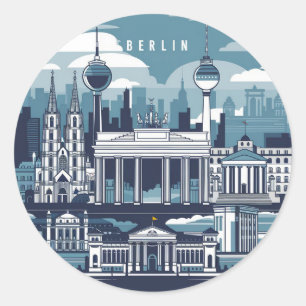 Berliner Aquarellmalerei Runder Aufkleber