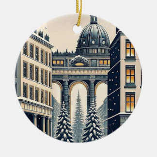 Berliner Brandenburger Tor Weihnachtskarte Keramik Ornament